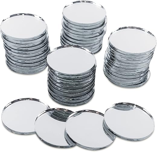 Super Z Outlet Mini 1 Inch Small Round Glass Mirror Circles for Arts & Crafts Projects, Traveling, Framing, Decoration (50 Pieces)