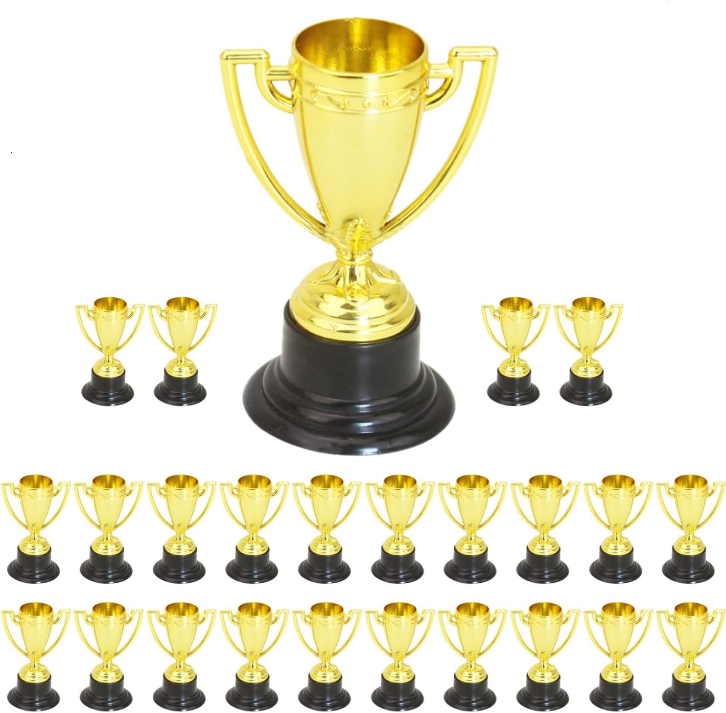 SenseYo 24 Packs Gold Award Trophy Cups with Base, 3.35 Inch Plastic Mini Trophies Cups Winner Award Trophies for Kids Party Sports Tournaments Competitions
