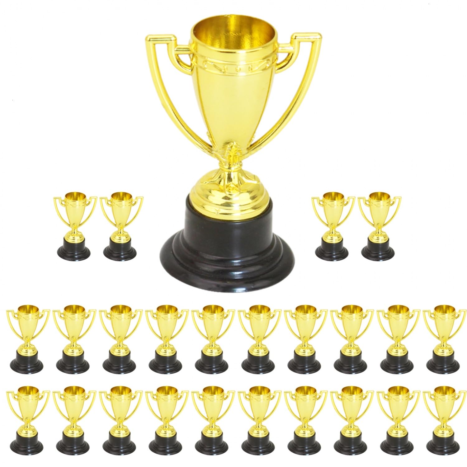 SenseYo 24 Packs Gold Award Trophy Cups with Base, 3.35 Inch Plastic Mini Trophies Cups Winner Award Trophies for Kids Party Sports Tournaments Competitions