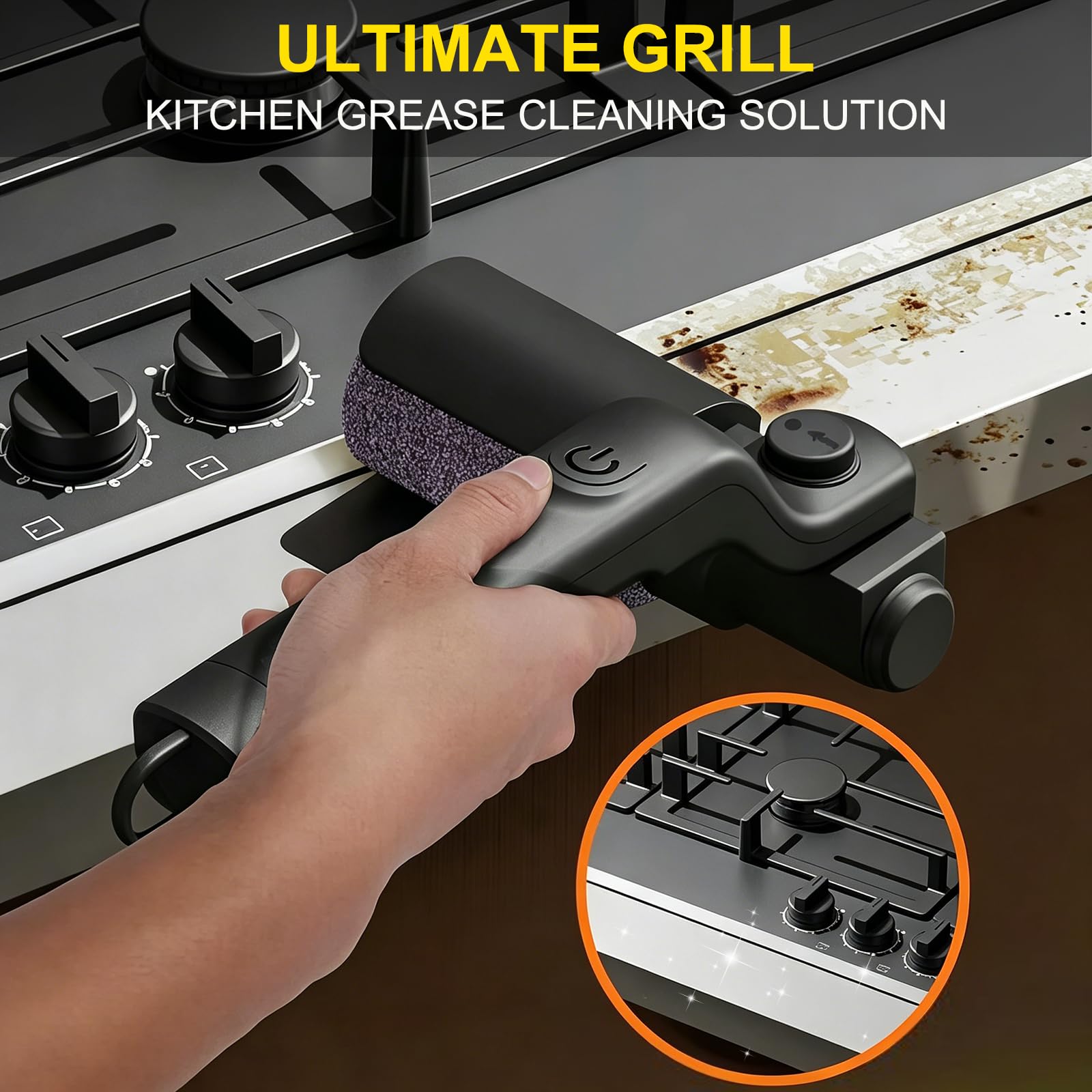 Nikou Spazzola elettrica per barbecue, spazzola per grigliate, funzionamento a batteria, angolo regolabile di 180°, pulizia a 3 livelli, spazzola per la pulizia per griglie elettriche, griglia a gas