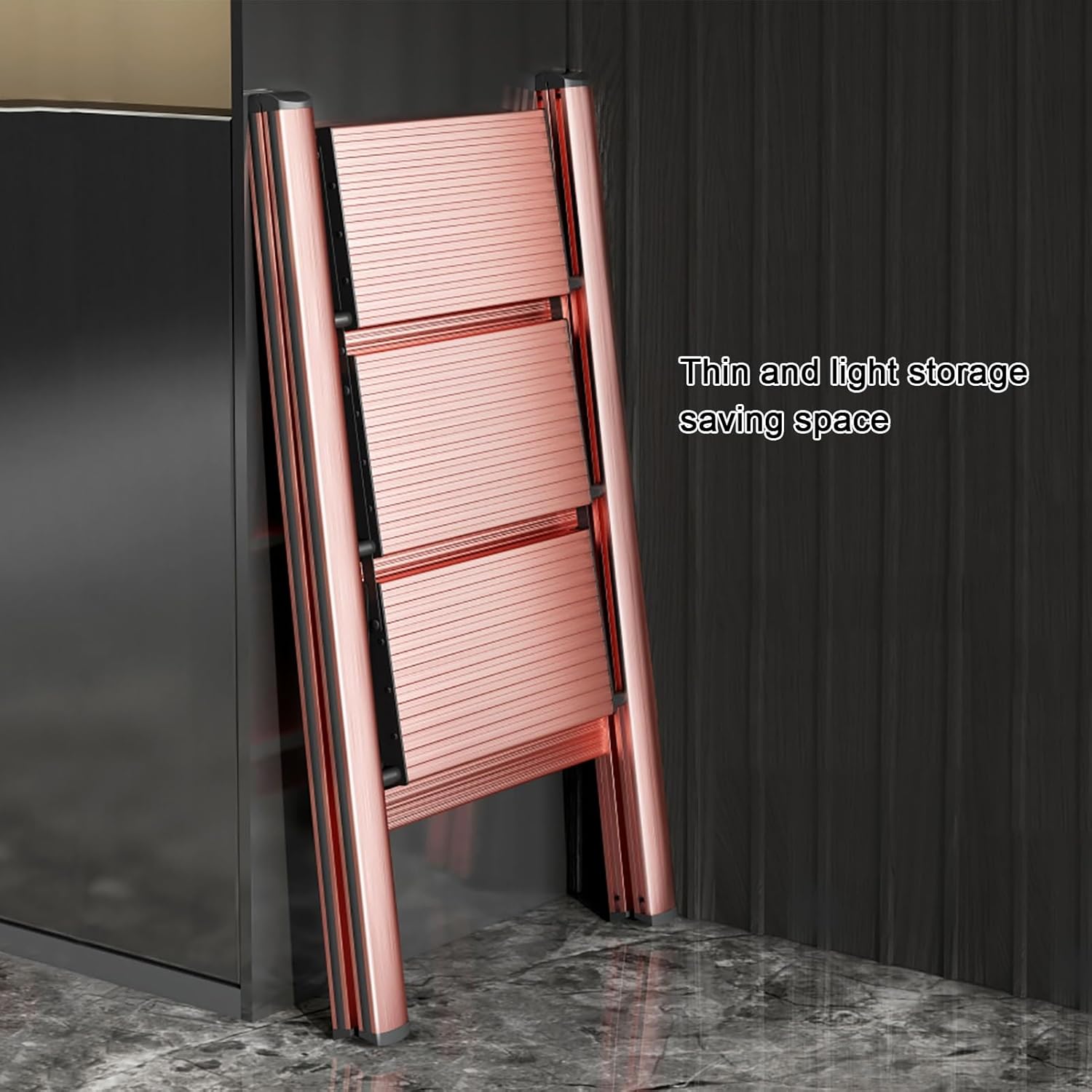 Folding Step Ladder Stool Aluminum Portable, Collapsible Small Stepping Stool Lightweight with Anti-Slip Pedal, Foldable Loft Ladder Compact, for Home Kitchen Office Garden Household (Color :