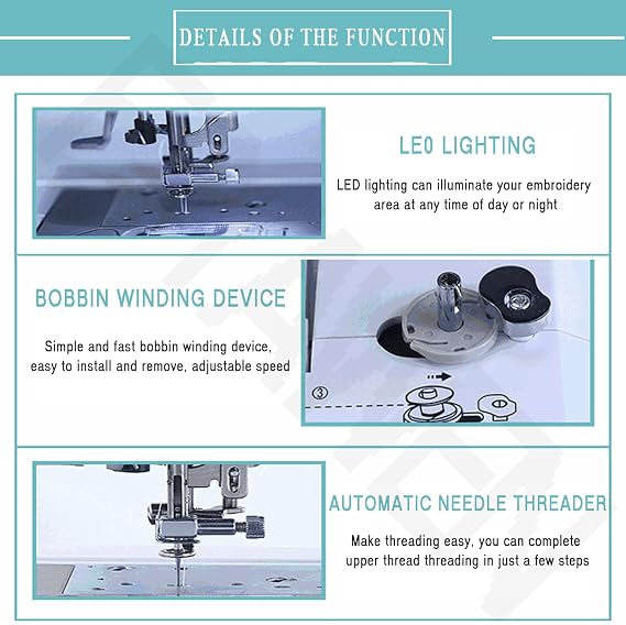 Electric Embroidery Machine, Automatic Sewing Machine with 7 Large LCD Touch Screen, Embroidery Machine with 4x4/4x9.2 Embroidery Area, DIY Embroidery Tool, LED Sewing Lamp