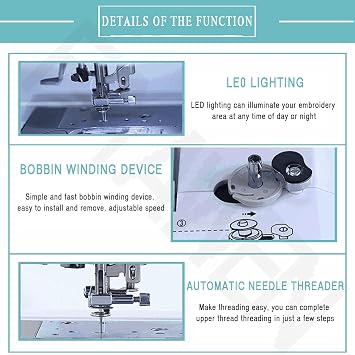 Electric Embroidery Machine, Automatic Sewing Machine with 7 Large LCD Touch Screen, Embroidery Machine with 4x4/4x9.2 Embroidery Area, DIY Embroidery Tool, LED Sewing Lamp
