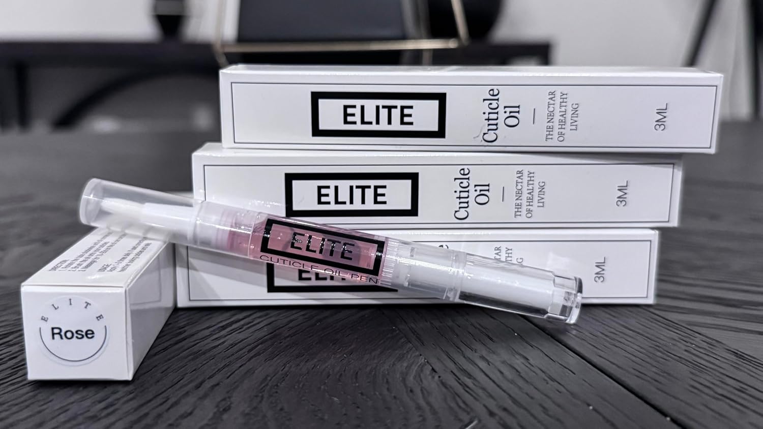 Elite Cuticle Oil Pen with Jojoba Oil, Olive and Mineral Oil, Vitamin E, Vitamin B and Keratin (3ML, Rose)