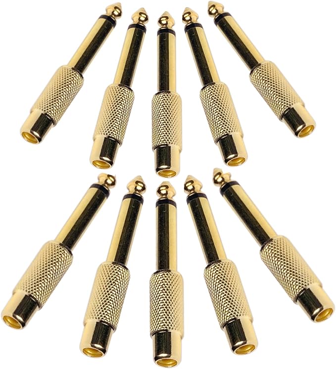 Adaptador TS 6.35mm a RCA Hembra, Chapado en Oro, 10 Unidades miniatura 6