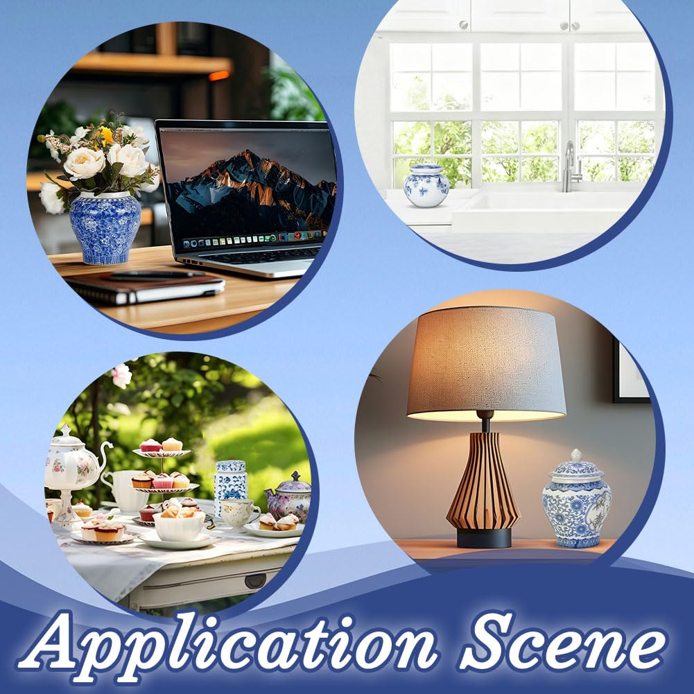 ORIGACH 5 Stück Keramik Ingwergefäß Blau Weiß Chinoiserie Dekorvase Ingwertöpfe Aus Porzellan Porzellanvasen Für Den Couchtisch Eingang Bauernhaus Wohnzimmer Wohnkultur