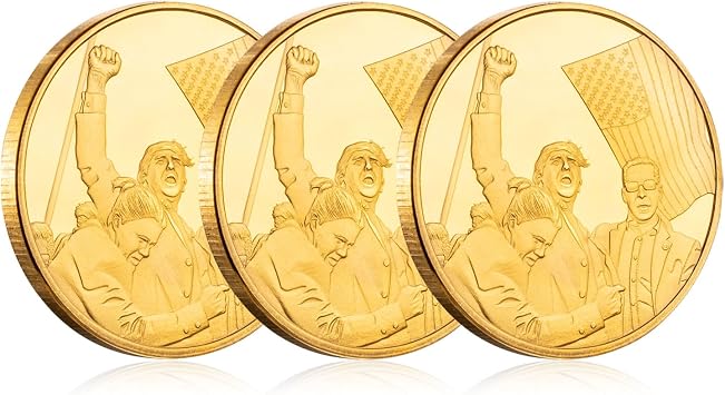 Donald Trump Assassinated Coins Shooting Medal Trump Fighting For America Challenge Coin 2025-2029 3 Pieces Gold-Gold