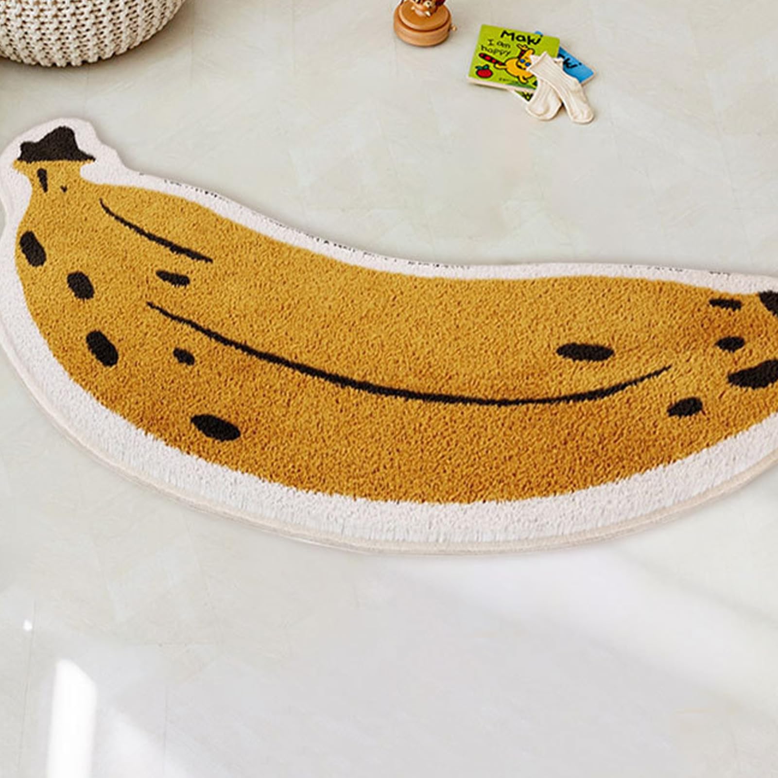 Tapis De Bain Amusant En Forme De Fruits - Tranches De Citron, Pêche, Etc. - Absorbant Et Antidérapant - Pour Salle De Bain, Cuisine - 4