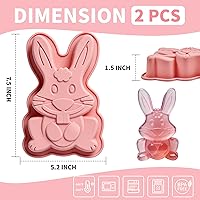 Vista 5 de Easter Bunny Molds 2 Pack Bunny Cake Pan Rabbit Cake Mold Silicone Cute Cake Molds Jumbo Bunny Breakable Chocolate Gummy Mold for Baking Easter Day