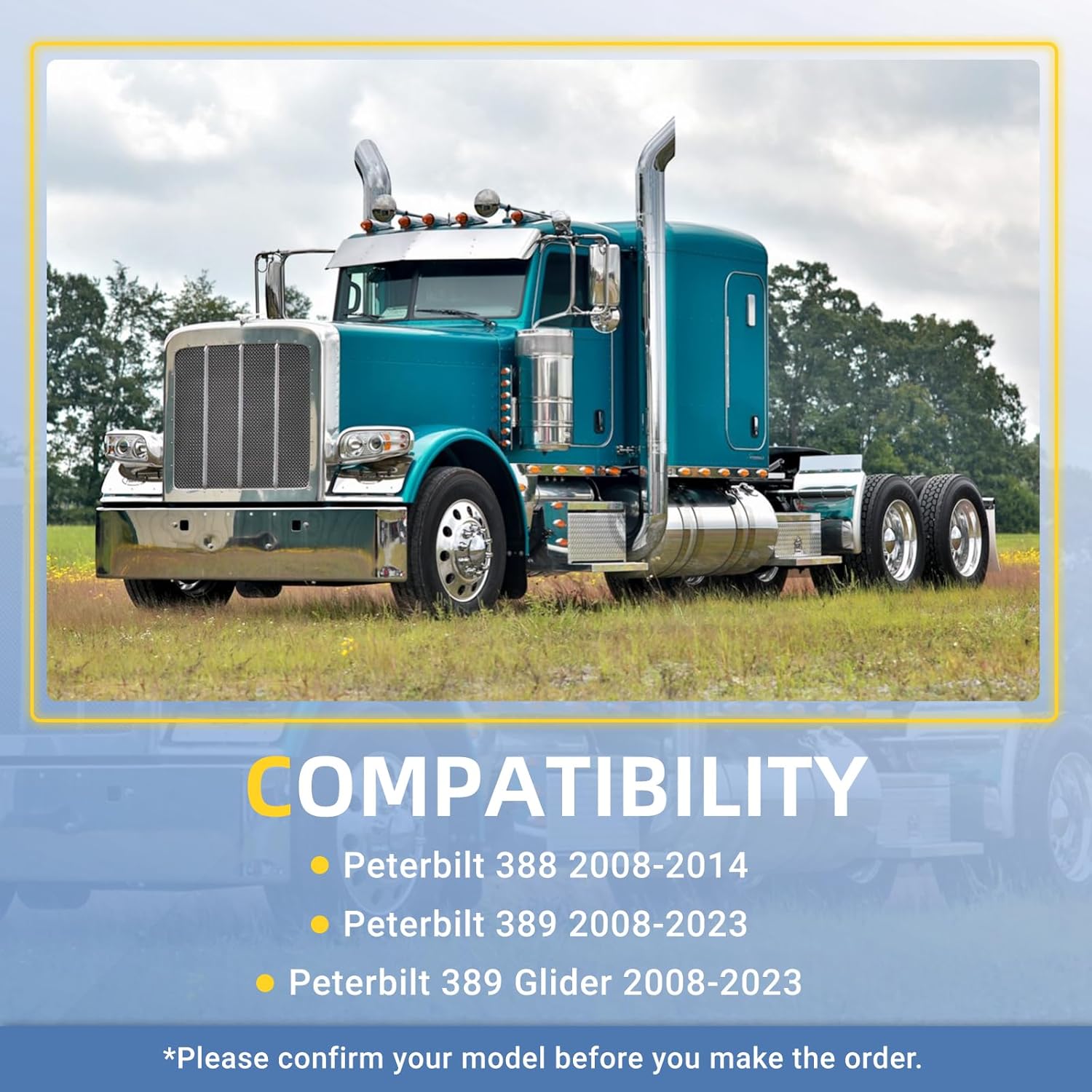 2pcs Hood Springs Fit for Peterbilt 388 & 389 Series (2008-2023) Trucks with Cables and Stud Bolts w/Retaining Rings - Replace L81-6009, 1321315-AS, 13-03662, 13-03663, L92-6017-1065