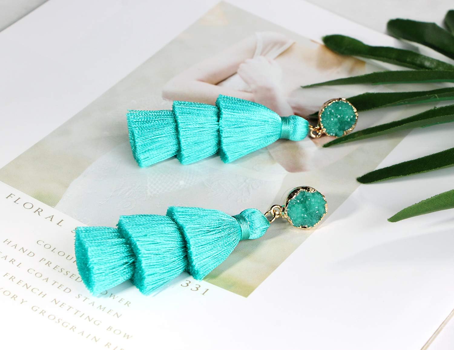 Me&Hz Colorful Layered Tassel Earrings Bohemian Statement Tiered Tassel Big Dangle Drop Earrings for Women Druzy Studs Valentine’s Day Gift image 5