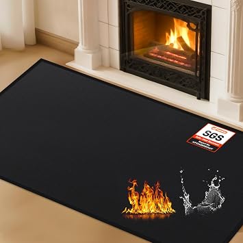 Hearth Rugs for Fireplaces Fire Resistant, 411 x 28 x 0.04, Black | 1800F fireplace mat, fiberglass fireplace rugs fireproof protect floors carpets from sparks embers, easy to clean, versatile