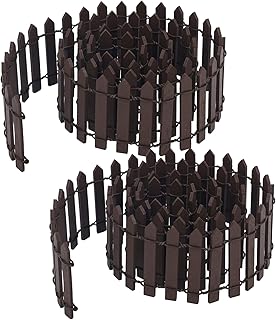 2pcs Mini Fairy Garden Fence, 35.43in Long Wooden Decorative Picket Fence Micro Landscape Miniature Ornaments for Dollhouse Crafts Diorama Project Plant Pot Decoration (Brown)