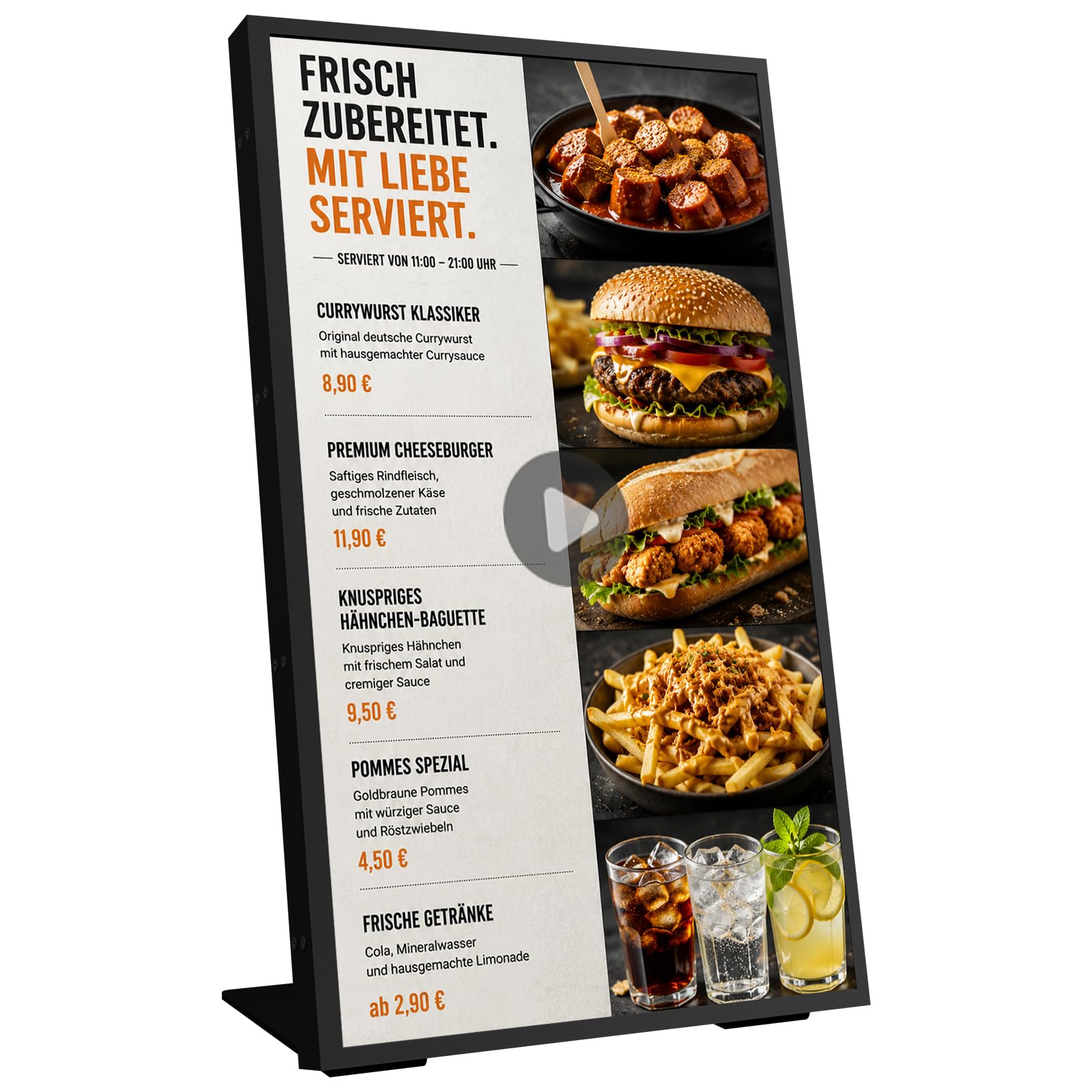 18,5 Zoll Desktop Menüboard, 2K FHD, 700 Nits, CMS, HDMI/WLAN | Desktop Werbedisplay mit 2K FHD, 700 Nits und CMS – ideal für Restaurants, Cafés, Hotels und Einzelhandel.