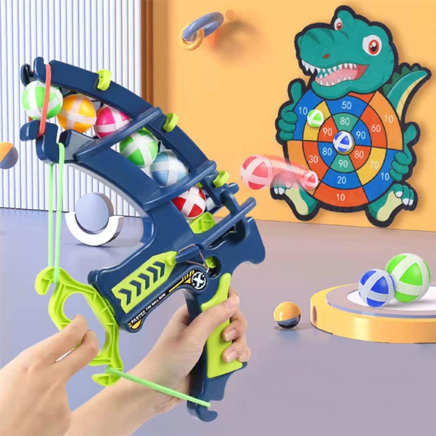 Target Shooting Games Kids Toys, Safe Shooting Games Toys, 1 Dinosaur Bow and Arrow with 24 Sticky Balls for 4 5 6 7 8 9 Years Old Boys Girls Toy Set Gift (Dinosaur Shooting Games)