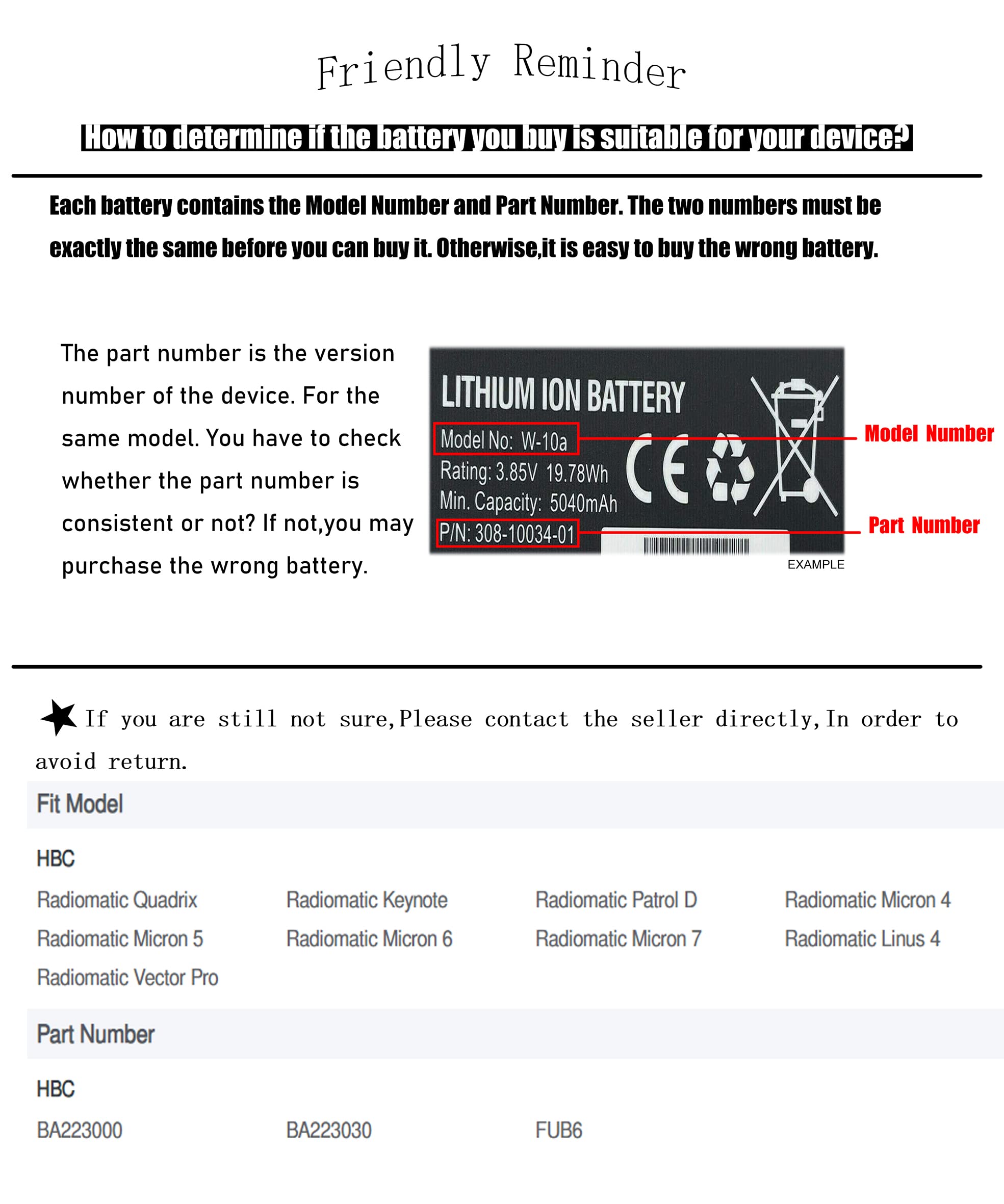 BCXY Replacement Battery for HBC Radiomatic Key, Radiomatic Linus 4, Radiomatic Micron 4, Radiomatic Micron 5, Radiomatic Micron 6, Radiomatic Micron 7, Radiomatic Patrol D, Radiomatic Quadrix