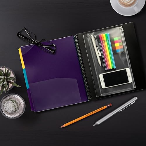 Miniatura 6 de Organizador de proyectos de polietileno de 12 bolsillos, carpeta de proyectos en espiral, carpeta de múltiples bolsillos, tamaño carta, bolsa de