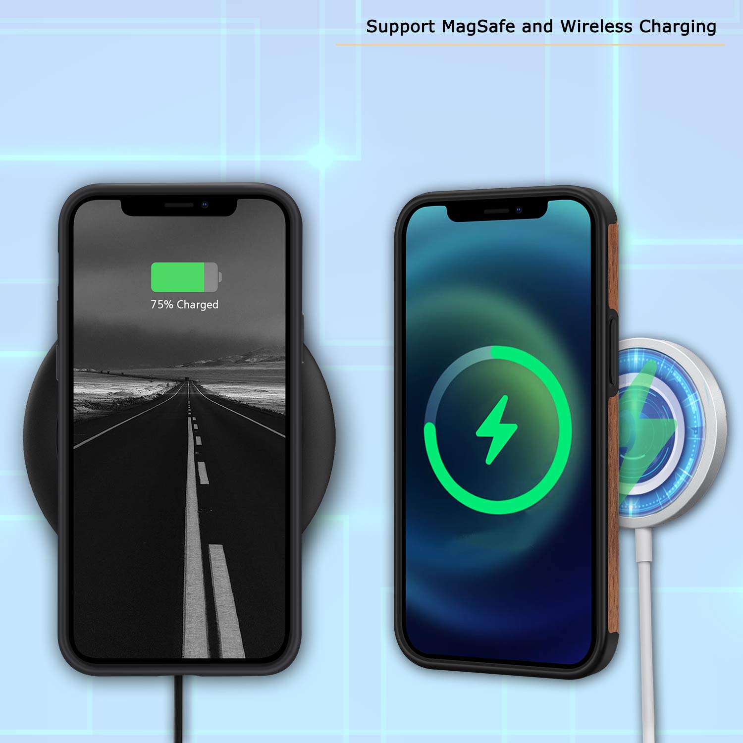Tasikar IPhone 12 Pro Max Hülle – Holz-Design, Hybrid-Schutz, Weiche TPU, Kompatibel Mit MagSafe