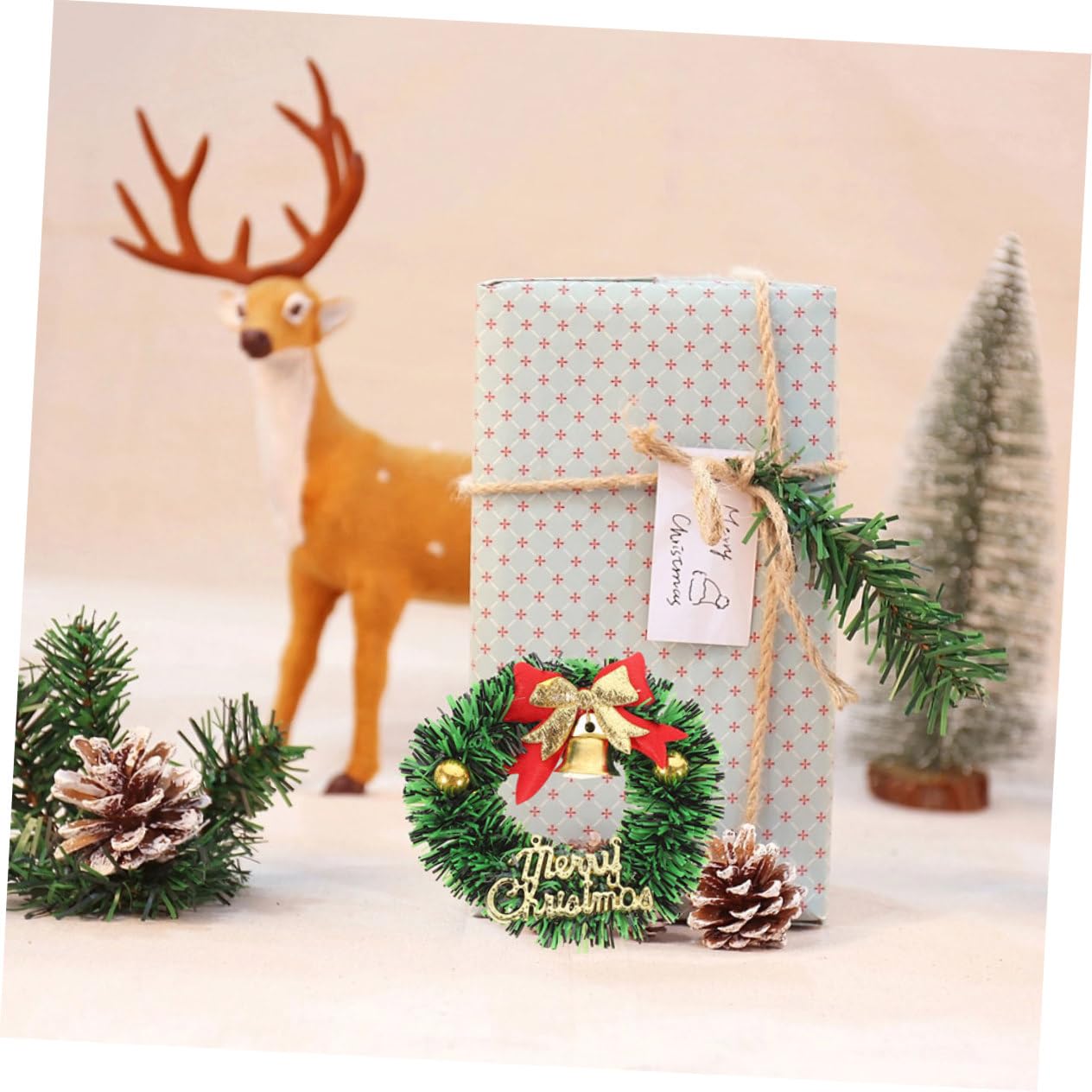 20piezas Mini Guirnalda Navideña Lazo Guirnalda Miniatura Artificial para Colgar Decoración de Invierno para Manualidades y DIY