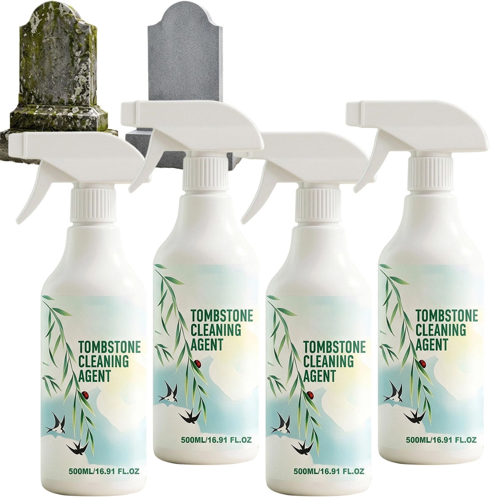 Spray limpiador de lápidas y lápidas para granito, mármol y piedra natural, cuidado conmemorativo de cementerio al aire libre de 500 ml con revitalizador protector y revestimiento protector resistente