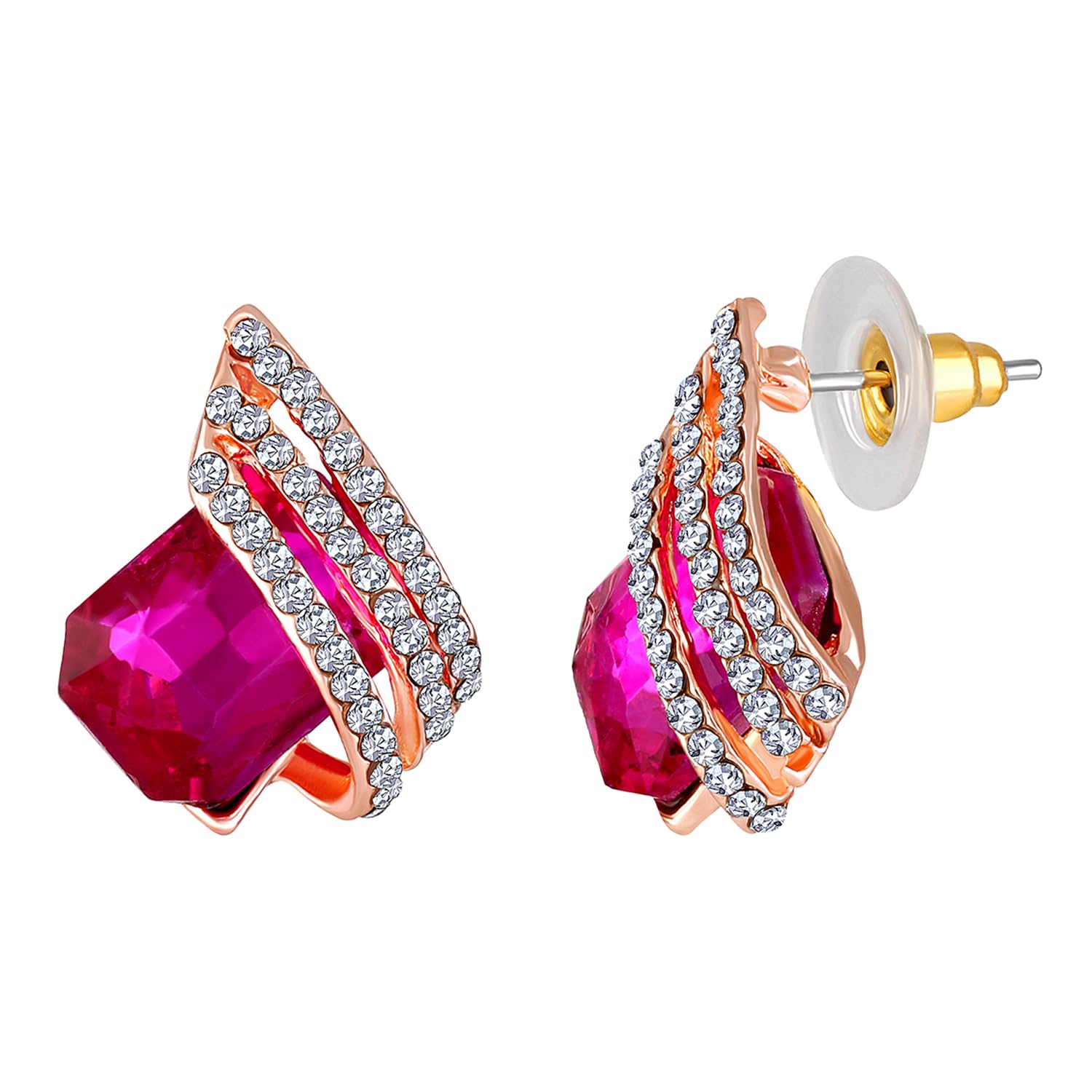 Pink Crystal Angel Wings Pendant Set