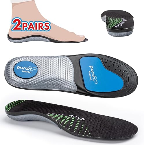 Miniatura 1 de 2 pares 4 piezas Plantillas de zapatos para aliviar la fascitis plantar, plantillas de arco alto flexibles de apoyo para hombres y mujeres, para