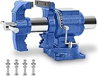 GLEMGOPO Heavy Duty 4 Inch Bench Vise with 360° Swivel Base, Anvil & Pipe Jaws for Woodworking, Metalworking