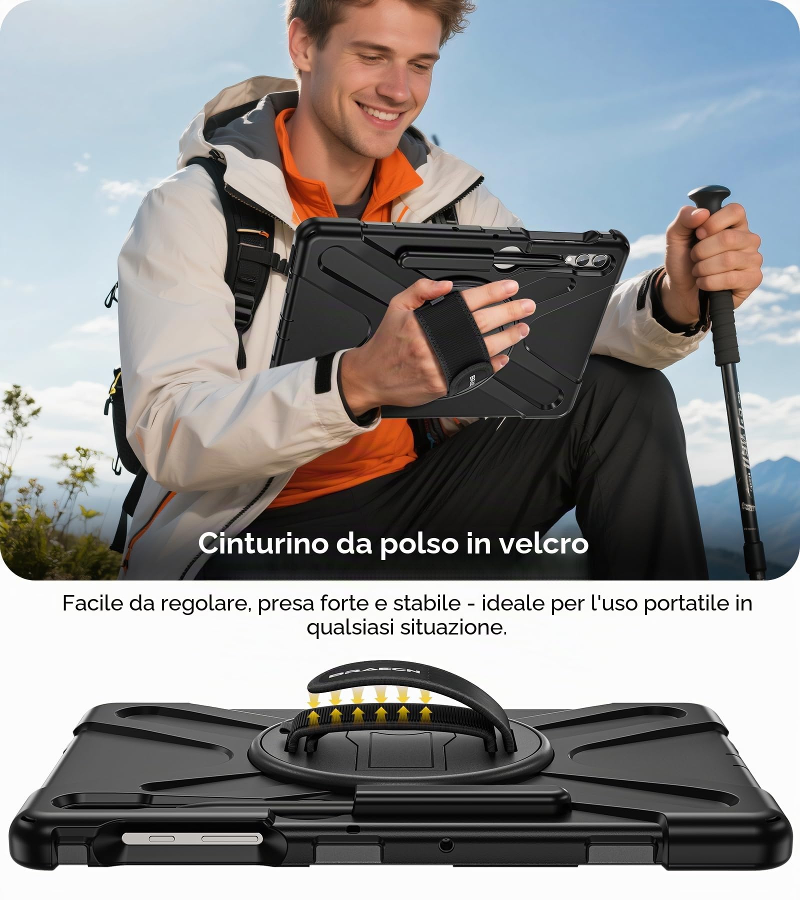 BRAECN Cover per Samsung Galaxy Tab S10+/S9 FE+/S9+/S8+/S7 FE/S7+ - Nero