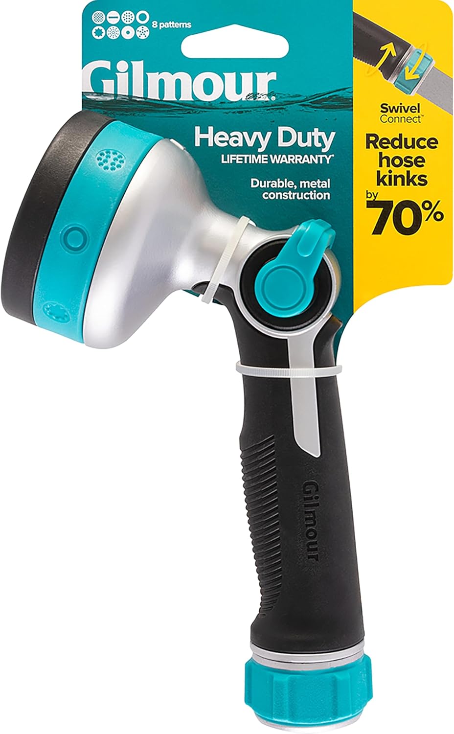 Gilmour Heavy Duty Thumb Control Garden Hose Nozzle with 8 Pre-set Spray Patterns, Water Hose Nozzle for Watering Garden or Lawn