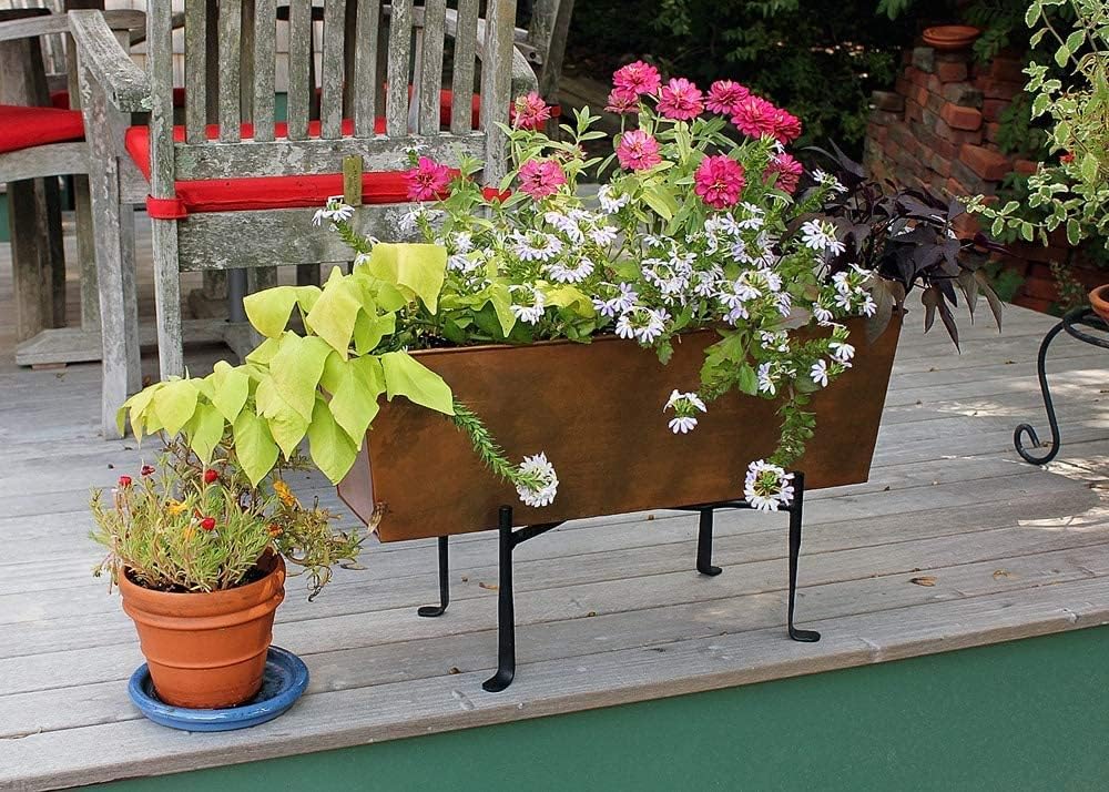 C-09C-S1 Flower Window Box and Stand, Copper and Black