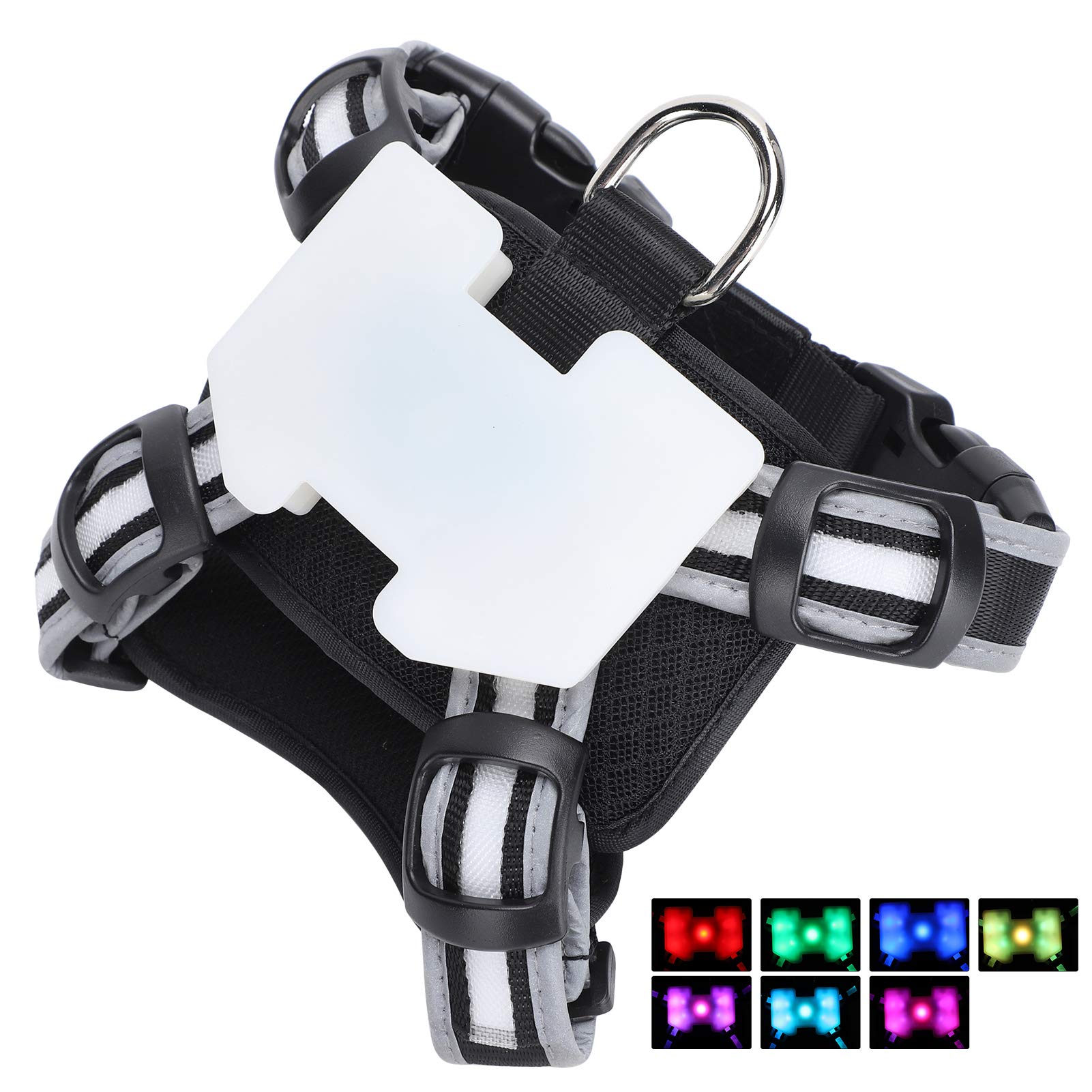 Pettorina per Animali Domestici a LED con Strisce Riflettenti Regolabili, Ricarica USB di Sicurezza Notturna per Cani, Struttura in Poliestere Resistente, 1 unità (S)