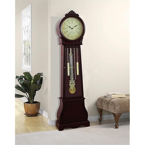 Traditional 72-Inch Floor Standing Grandfather Clock in Cherry Finish