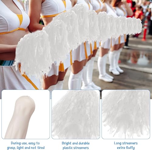 Miniatura 3 de Paquete de 40 pompones de animadora de plástico con asas para niños y adultos, rooters, equipo deportivo, fiesta de animación (rojo)