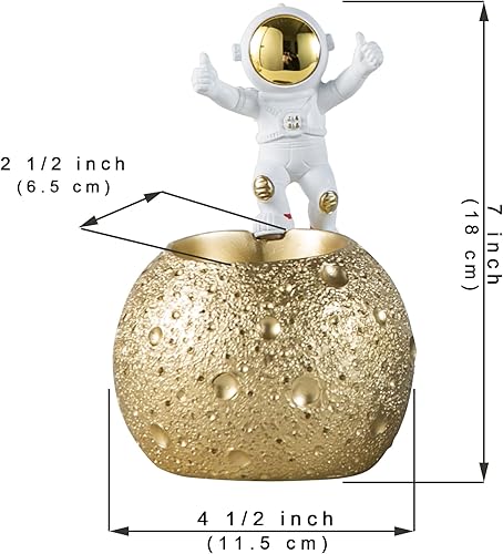 Miniatura 6 de Kimdio Soporte para bolígrafo, soporte de astronauta para soporte de lápices de escritorio, organizador de luna de escritorio de resina, accesorios