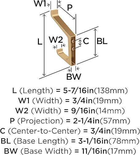 Miniatura 5 de Amerock H37003CZ  Emerge Gancho decorativo de pared de doble punta  Gancho de bronce champán para abrigos, sombreros, mochilas, bolsas  Ganchos para