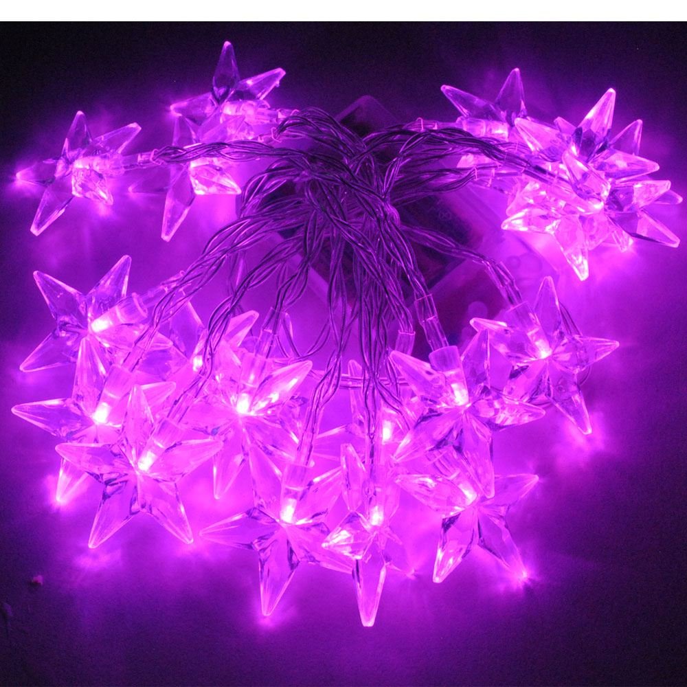 Jndee Pink Jndee™ Battery Powered Star Shaped Led Fairy Lights 4M 40Led - On/Off/Flash Functions, Perfect For Christmas Wedding And Parties