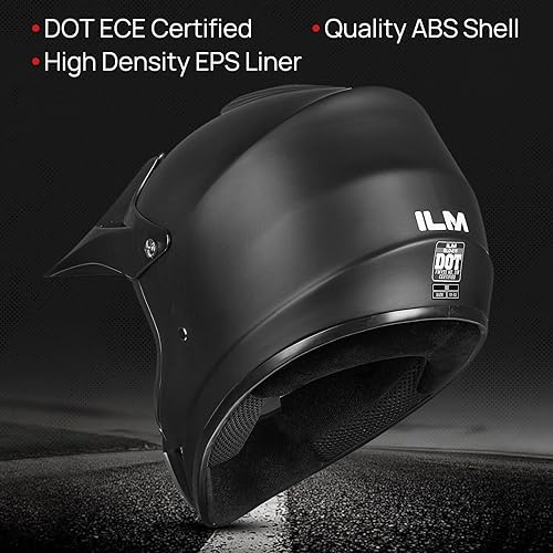 Miniatura 2 de ILM Casco de motocross para niños y jóvenes, casco de motocross, todoterreno, casco de calle, guantes de protección de cara completa, modelo BLD-818