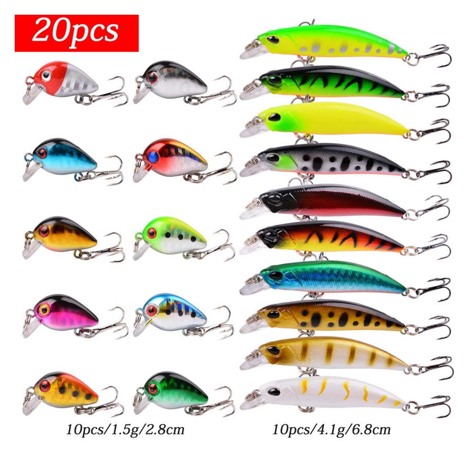 10/20PCS Powolne mieszane zbiór rybołówstwa Zestaw Woblerów Crankbaits sztuczna twarda przynęta mini przynęty wędkarskie(20PCS MIX)