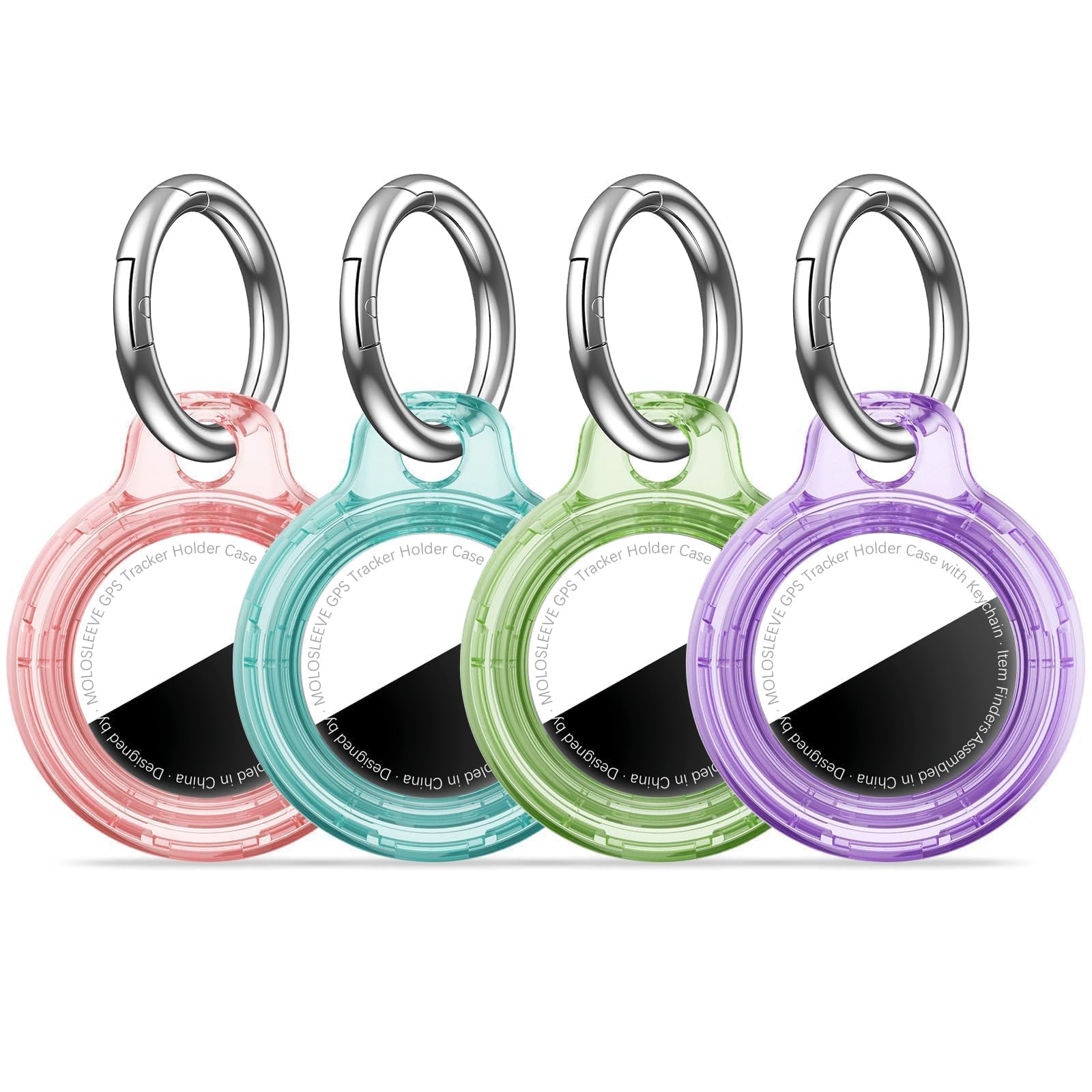 MOLOSLEEVE 【4 Pack】 MOLOSLEEVE Airtag Holder Air Tag Case with Keychain, Anti-Scratch Airtags Key Chain for Apple Air Tags, Airtag Accessories for GPS Item Finder Tracker, Multicolor