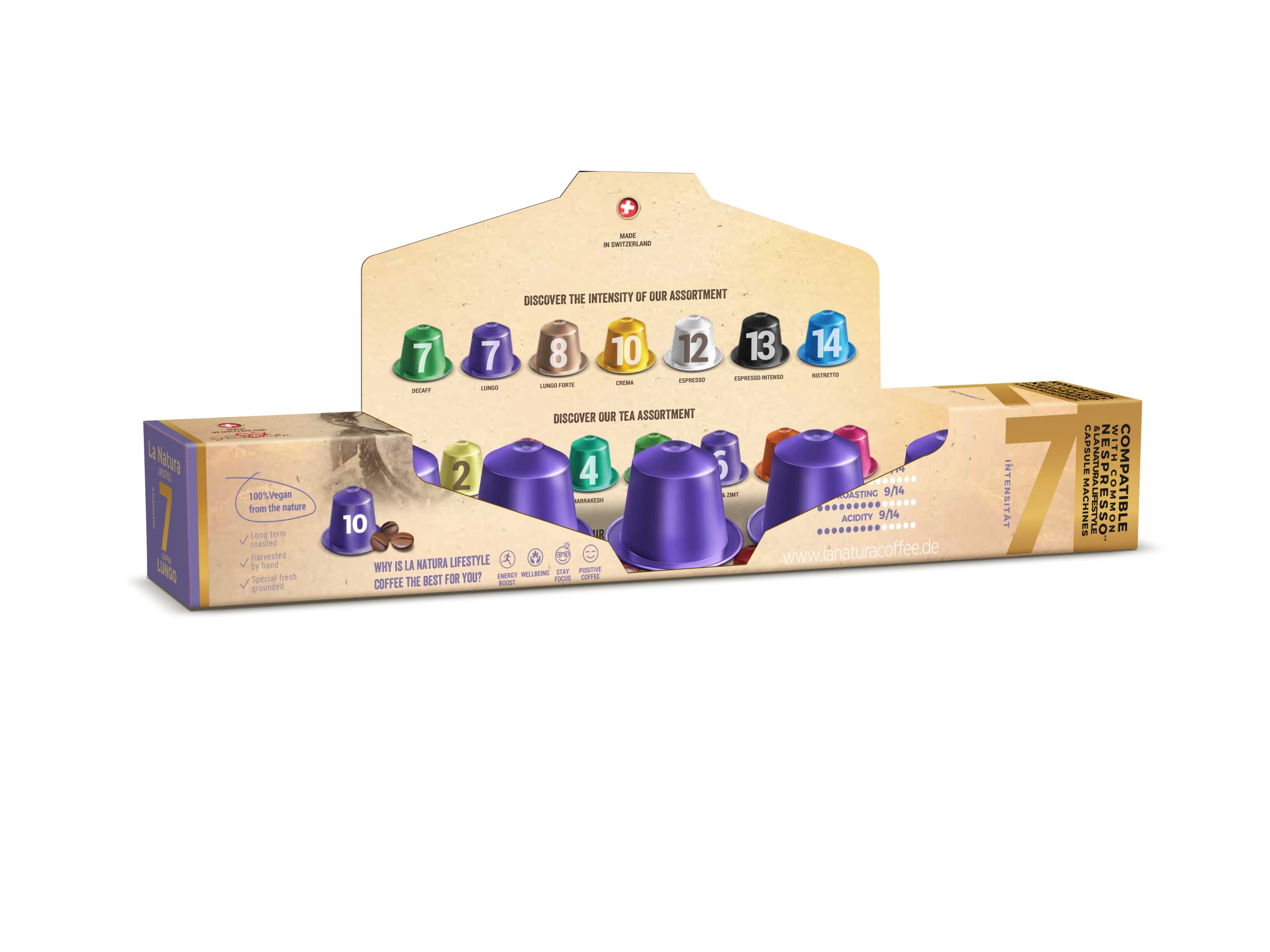 La Natura Lifestyle | 120 cápsulas de café LUNGO de aluminio | compatibles con máquinas de cápsulas de café Nespresso®* | 100% reciclables