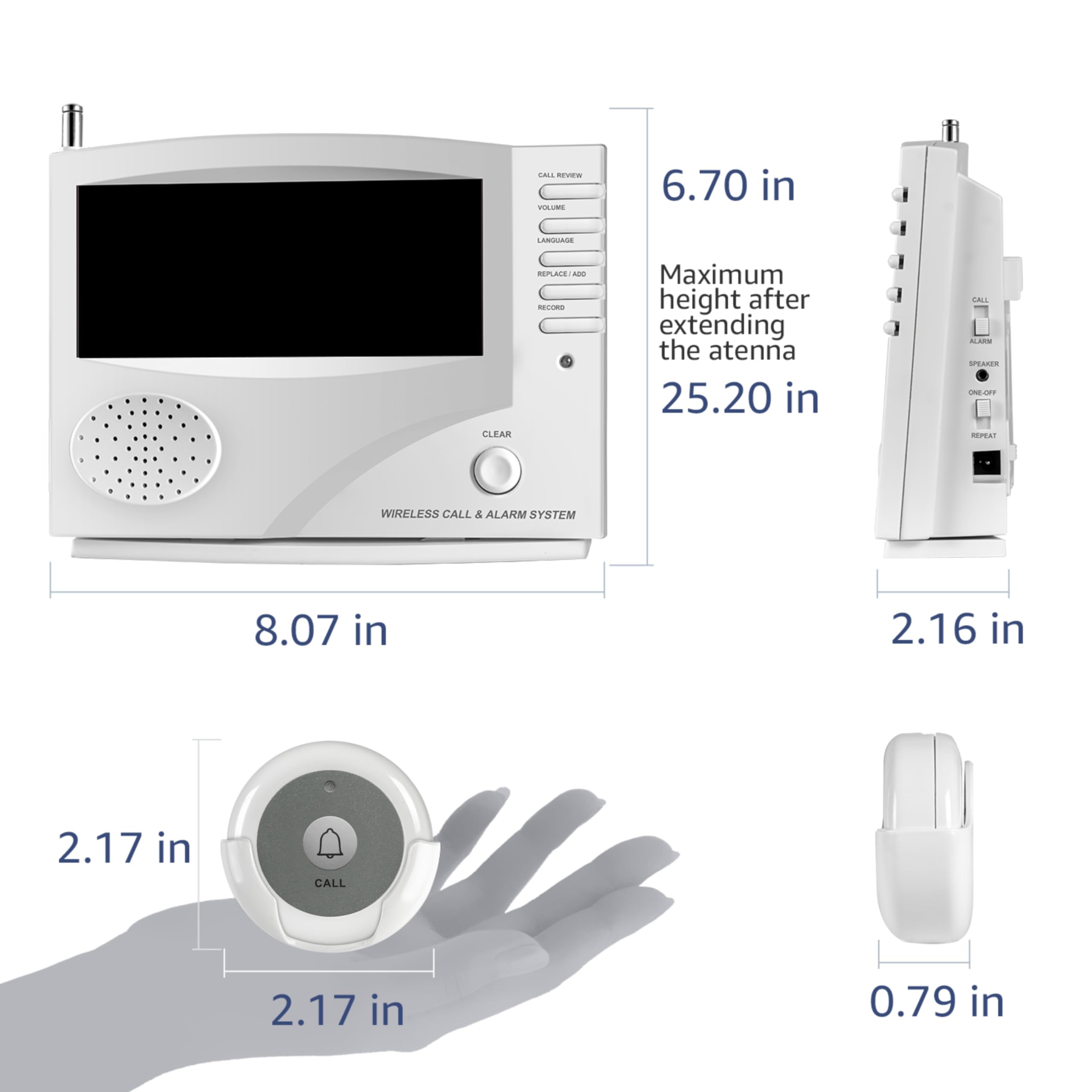 Sistema de Llamadas inalámbricas, buscador de Cuidadores para estación de Enfermeras, 10 Botones de Llamada Impermeables con 1 Unidad de monitoreo para emergencias, clínica de Pacientes