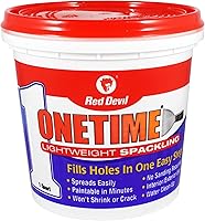 Red Devil ONETIME Lightweight Spackle 1 Quart - No Sanding Wall Repair for Drywall Holes, Cracks, Plaster, Made in USA