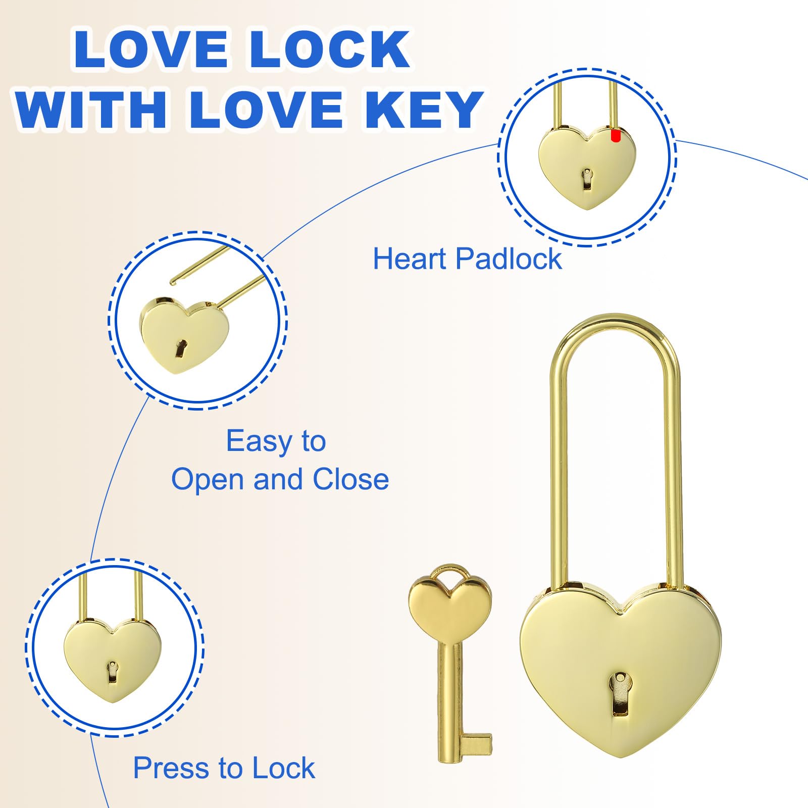 PATIKIL 3.9 Inch Love Locks Heart Padlock with Key Set - Image 3