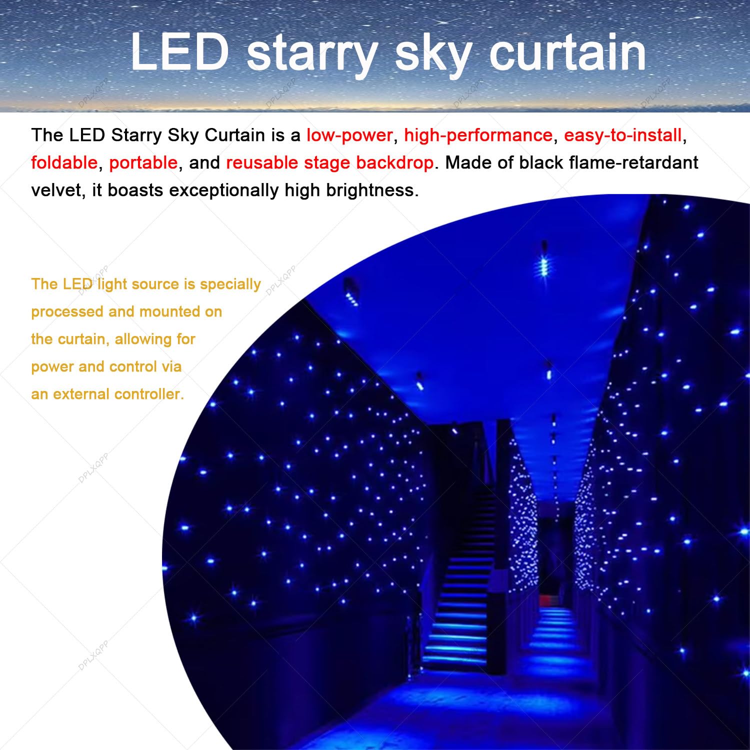 Fondale notturno stellato in velluto resistente per fotografia professionale, eventi di club, feste di compleanno e atmosfera romantica, luci LED a risparmio energetico, 4 m x 7 m