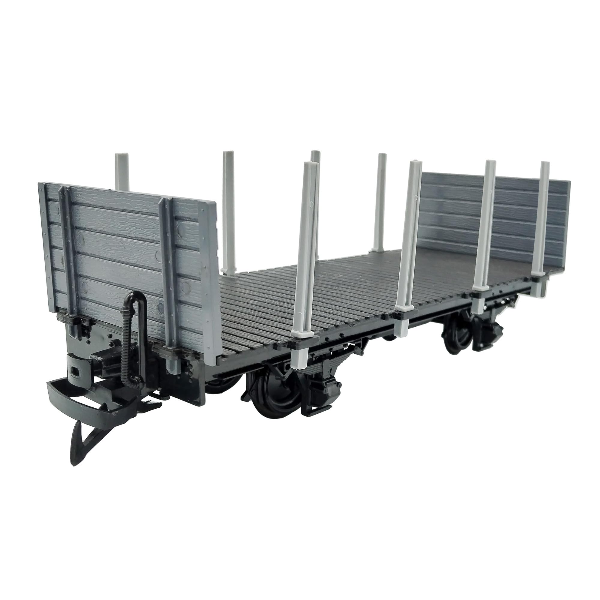 Rungenwagen mit Seitenwänden schwarz/grau - Selbstbauwagen/Bausatzwagen - Gartenbahn Spur G