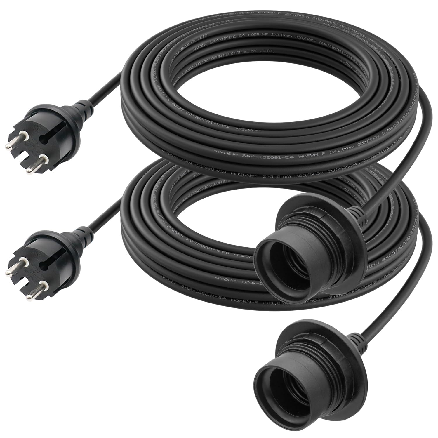 FIRMERST Wasserdichte Lampenfassung E27 mit Kabel Outdoor 10m 2 Stück Schwarz