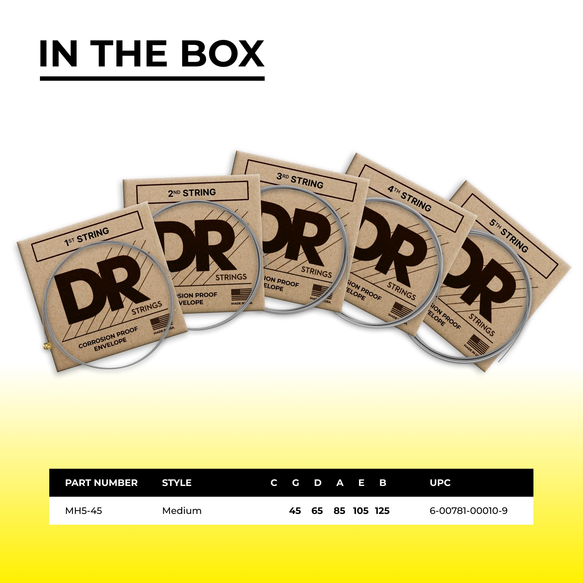 Amazon.co.jp: DR ベース弦 5弦 LO-RIDER ステンレス .045-.125 MH5-45  