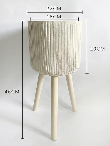 Miniatura 9 de RISEON - Maceta de madera moderna de mediados de siglo hecha a mano, soporte rústico para plantas de interior, maceta grande (grande)