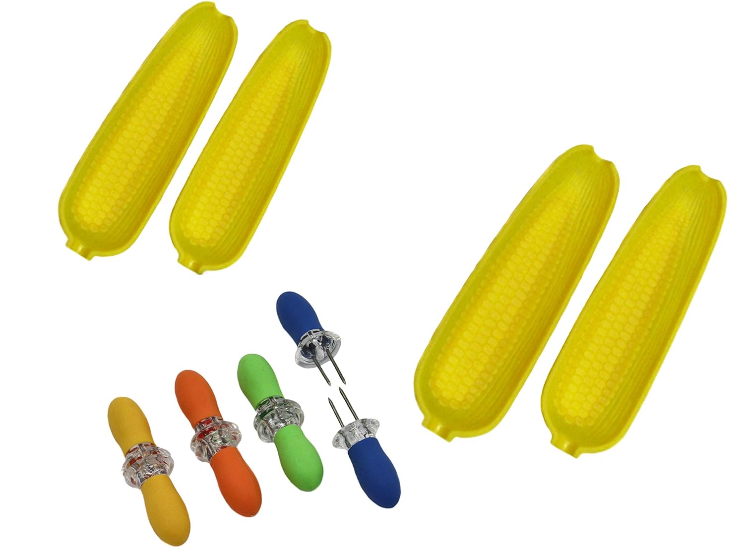 12 Piece Corn Cob Holders and Dish Set Set of 4 Corn on the Cob