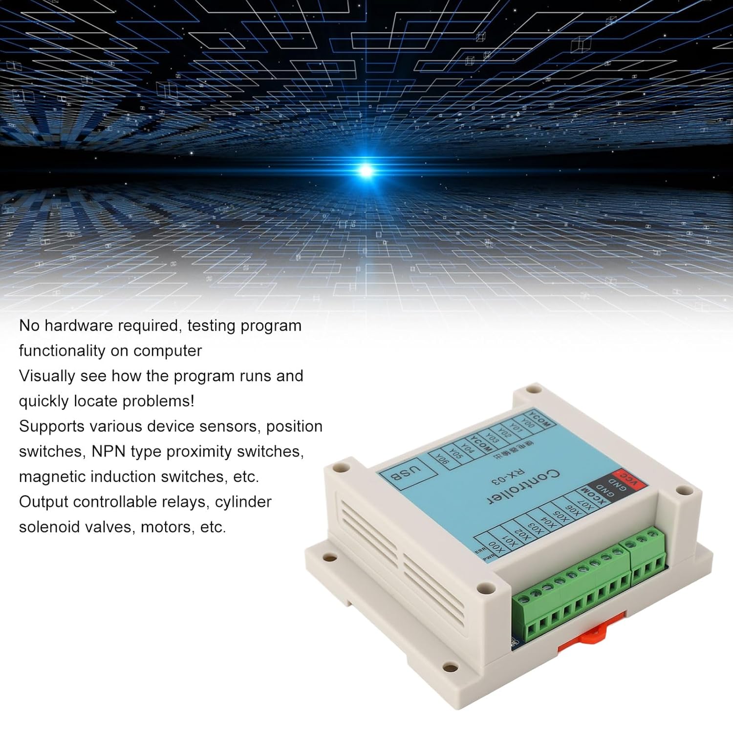 Programmable Logic Controller, PLC 8 Input 7 Output Programmable Control Board for Industrial Automation Magnetic, Programmable Logic Circuits